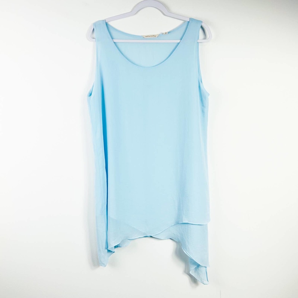 Soft Surroundings Light Blue Asymmetric Layered Sleeveless Tunic